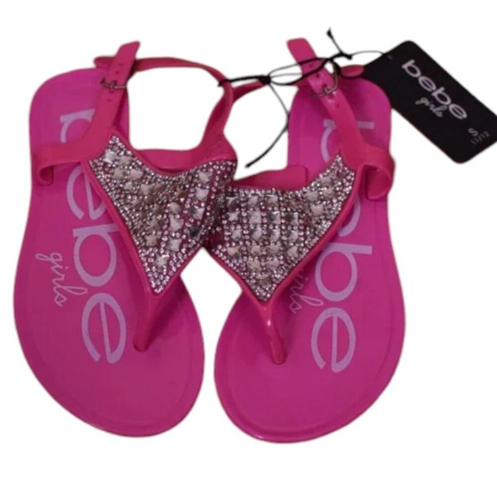 *NWT* Girls BeBe Barbie Pink Rhinestone Sequin Sandals - Size Girls S11/12
